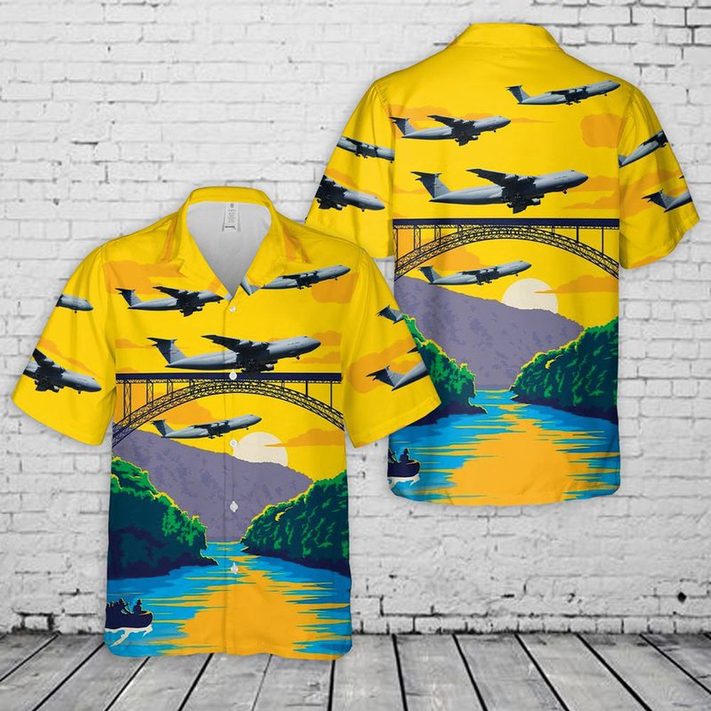 Air Force Hawaiian Shirt, 167th Airlift Squadron C-5 Galaxy West Virginia Air National Guard Hawaiian Shirt, Air Force Aloha Shirt