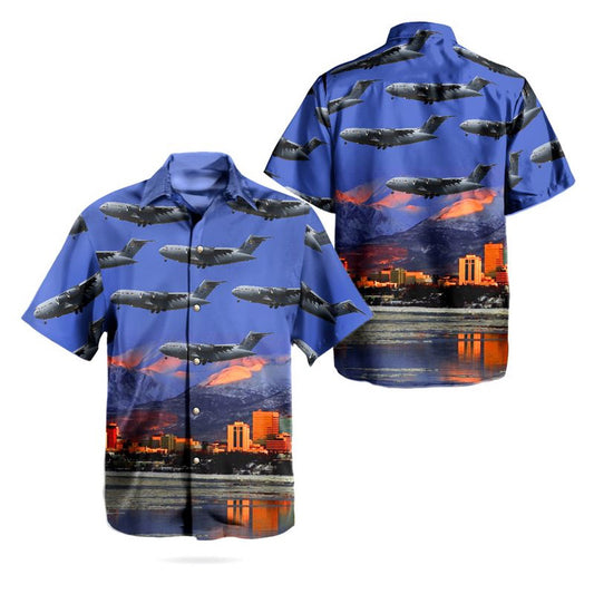 Air Force Hawaiian Shirt, 176th Wing Alaska Air National Guard Boeing C-17A Globemaster III Hawaiian Shirt, Air Force Aloha Shirt