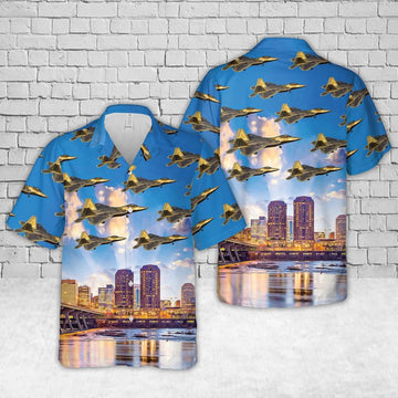 Air Force Hawaiian Shirt, 192nd Wing F-22 Raptor Virginia Air National Guard Hawaiian Shirt, Air Force Aloha Shirt