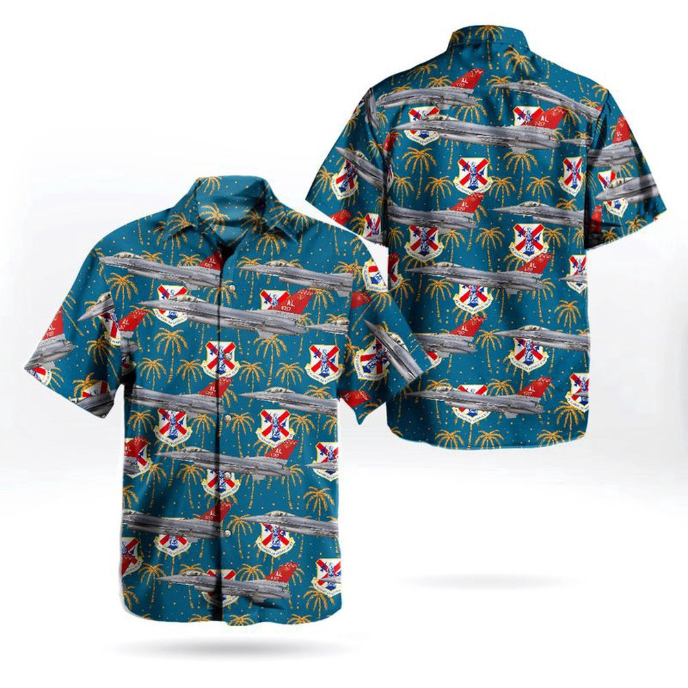 Air Force Hawaiian Shirt, Alabama Air National Guard 187 Fighter Wing General Dynamics F-16D Fighting Falcon (401) Hawaiian Shirt