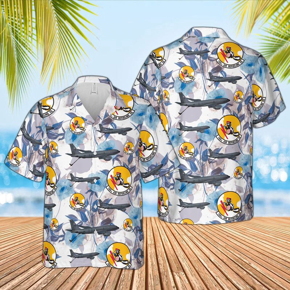 Air Force Hawaiian Shirt, Alaska Air National Guard 168th Air Refueling Squadron Boeing KC-135R Stratotanker Hawaiian Shirt, Air Force Aloha Shirt