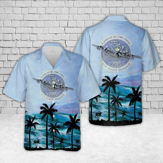 Air Force Hawaiian Shirt, Alaska Air National Guard 211th Rescue Squadron (211th RQS) HC-130N Hercules Hawaiian Shirt, Air Force Aloha Shirt