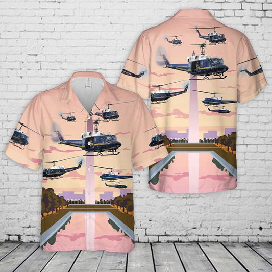 Air Force Hawaiian Shirt, Bell UH-1N Twin Huey of the 1st Helicopter Squadron flying over Washington DC Hawaiian Shirt, Air Force Aloha Shirt