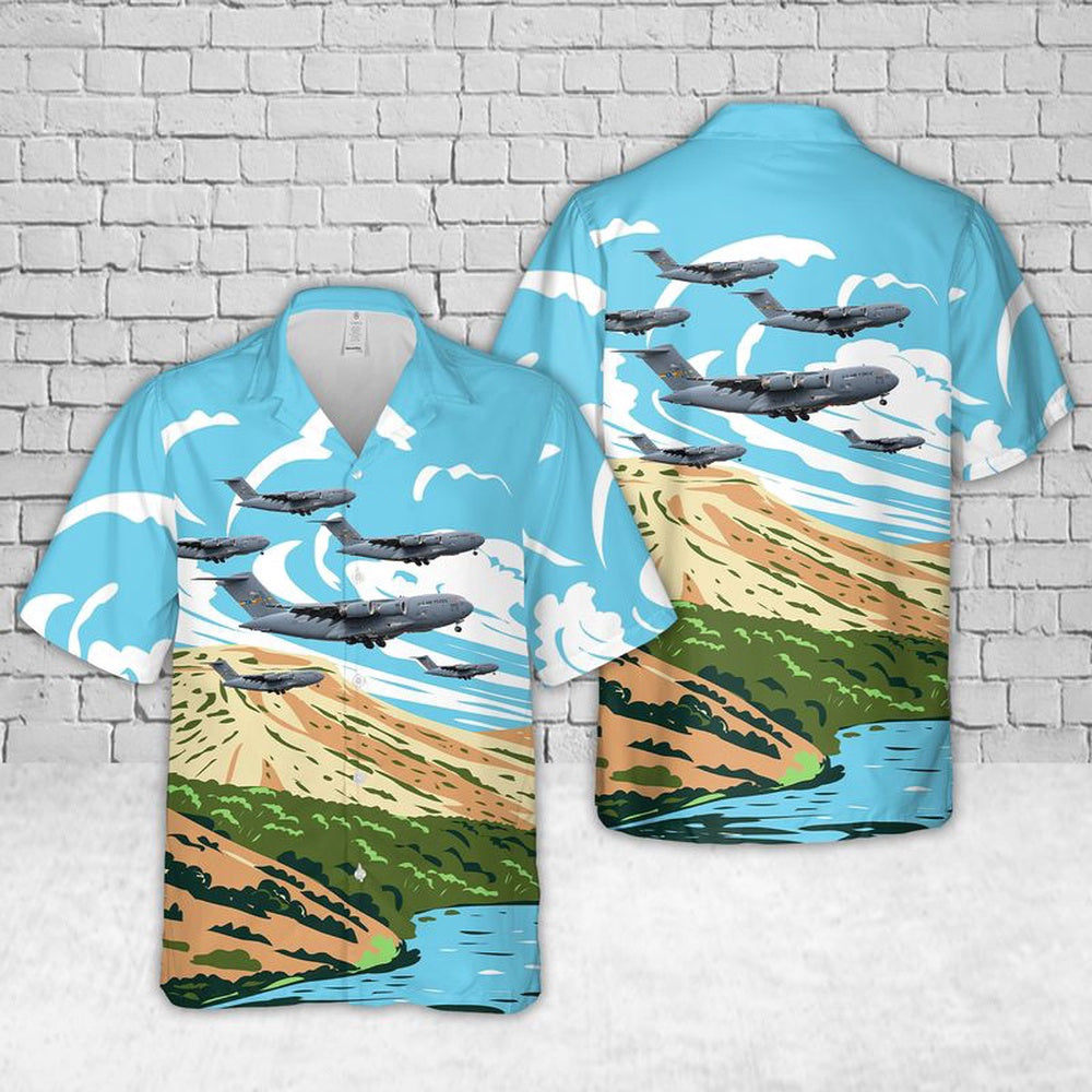 Air Force Hawaiian Shirt, C-17 US Air Force 437 Airlift Wing Hawaiian Shirt, Air Force Aloha Shirt