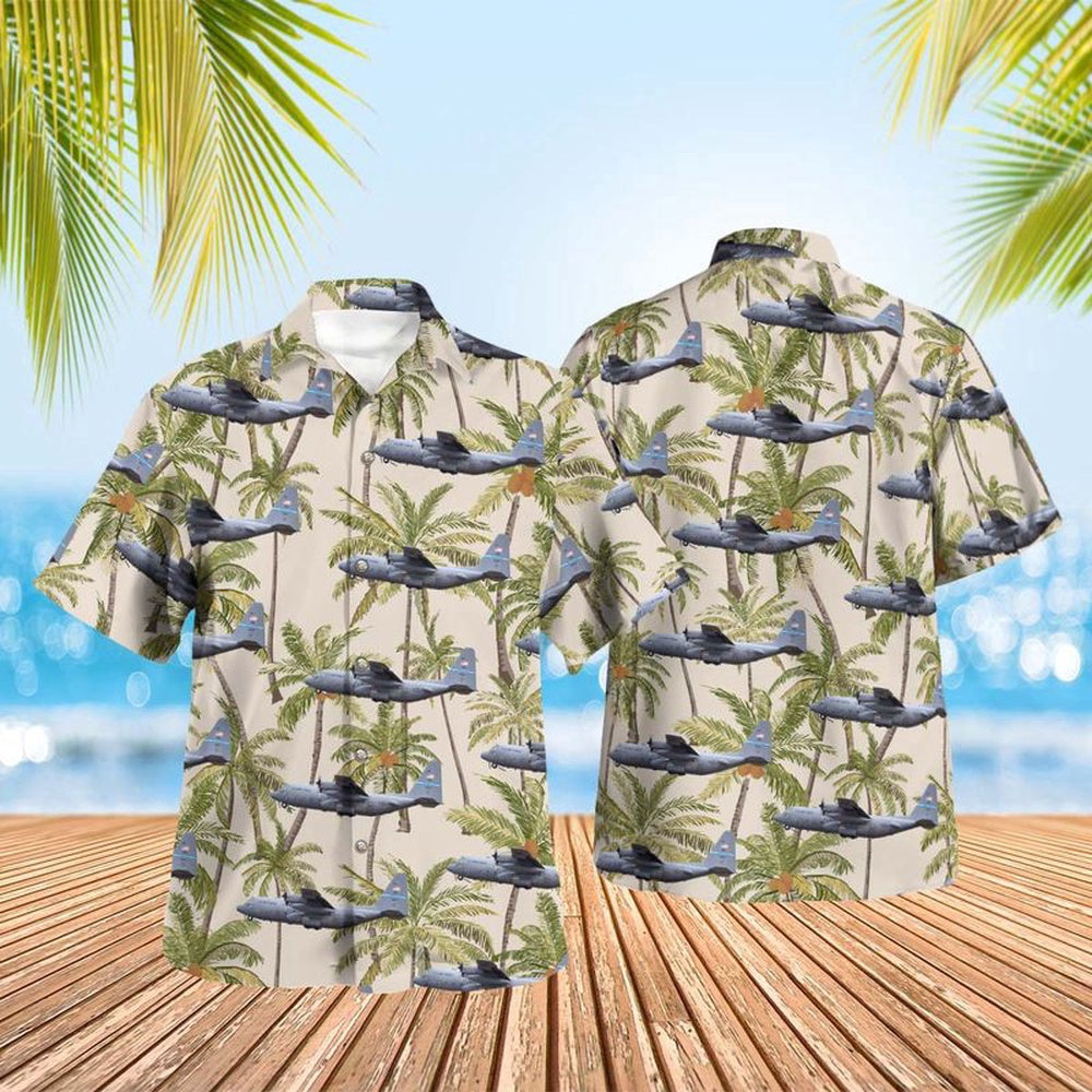 Air Force Hawaiian Shirt, Delaware Air National Guard 166th Airlift Wing Lockheed C-130H Hercules (L-382) Hawaiian Shirt, Air Force Aloha Shirt