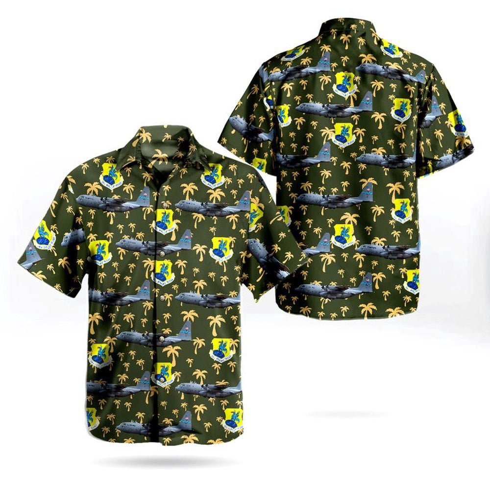 Air Force Hawaiian Shirt, Delaware Air National Guard 166th Airlift Wing Lockheed C-130H Hercules (L-382) Hawaiian Shirts, Air Force Aloha Shirt