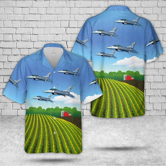 Air Force Hawaiian Shirt, F-16C Iowa Air National Guard 132nd Fighter Wing Hawaiian Shirt, Air Force Aloha Shirt
