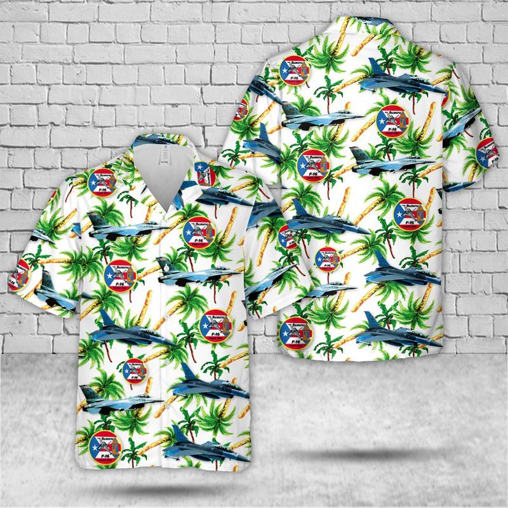 Air Force Hawaiian Shirt, F-16 198th FS Bucaneros Puerto Rico Air National Guard Hawaiian Shirt, Air Force Aloha Shirt