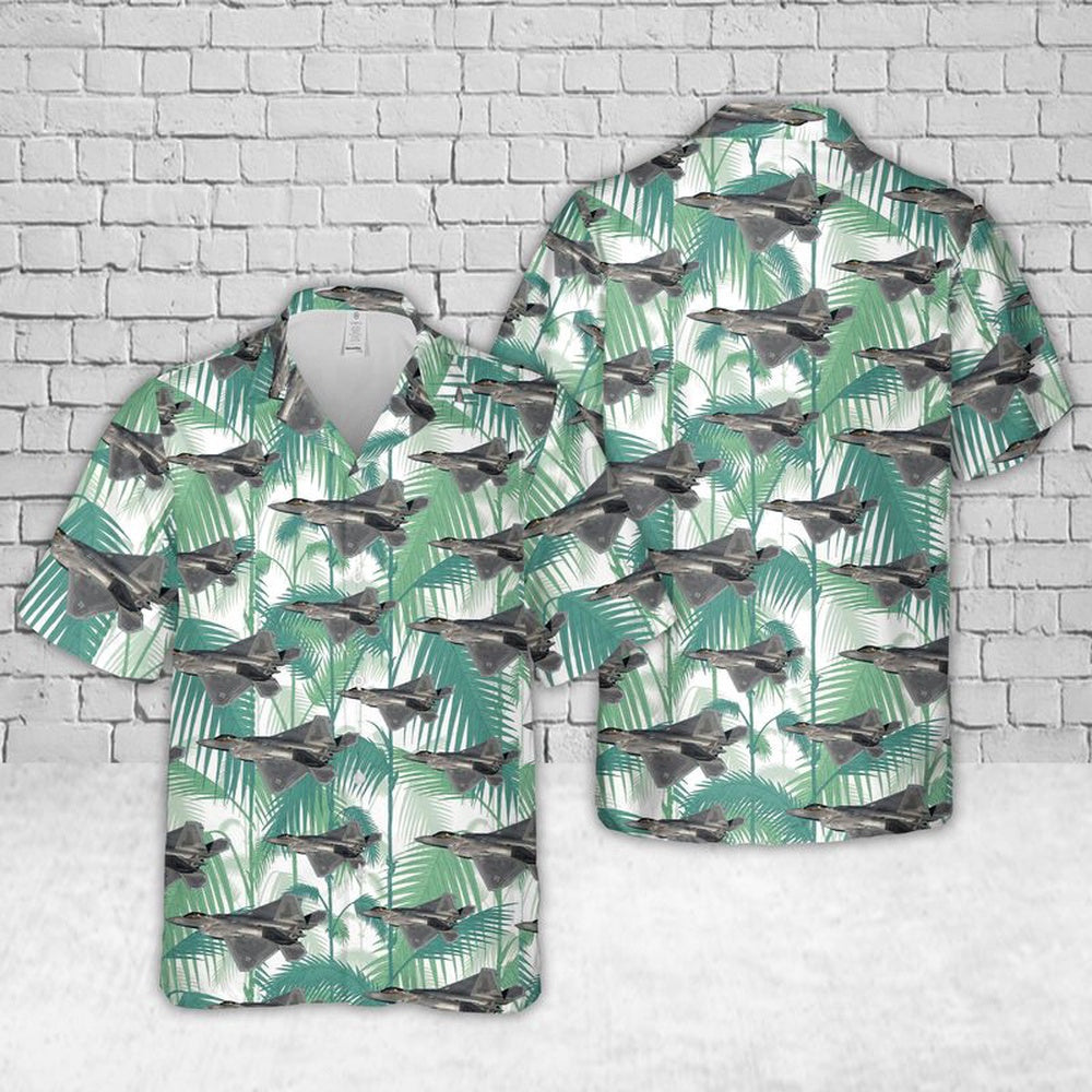 Air Force Hawaiian Shirt, F-22A Raptor Virginia Air National Guard Hawaiian Shirt, Air Force Aloha Shirt