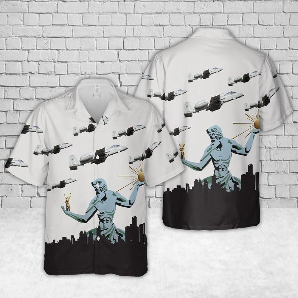 Air Force Hawaiian Shirt, Fairchild Republic A-10 Thunderbolt II Michigan Air National Guard Hawaiian Shirt, Air Force Aloha Shirt