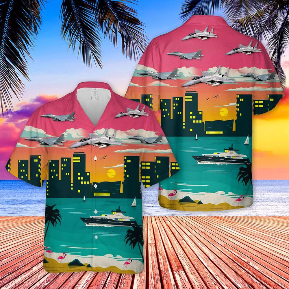 Air Force Hawaiian Shirt, Florida Air National Guard McDonnell Douglas F-15 Eagle Hawaiian Shirt, Air Force Aloha Shirt