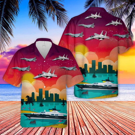 Air Force Hawaiian Shirt, Florida Air National Guard McDonnell Douglas F-15 Eagle Hawaiian Shirts, Air Force Aloha Shirt