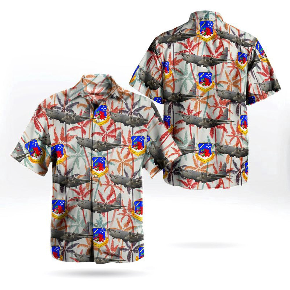 Air Force Hawaiian Shirt, Georgia Air National Guard Lockheed C-130H Hercules (L-382) Hawaiian Shirt, Air Force Aloha Shirt