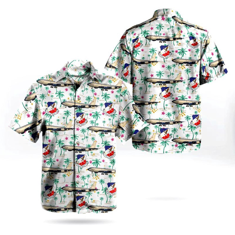 Air Force Hawaiian Shirt, Iowa Air National Guard 185th Air Refueling Wing Boeing KC-135R Stratrotanker Hawaiian Shirt, Air Force Aloha Shirt