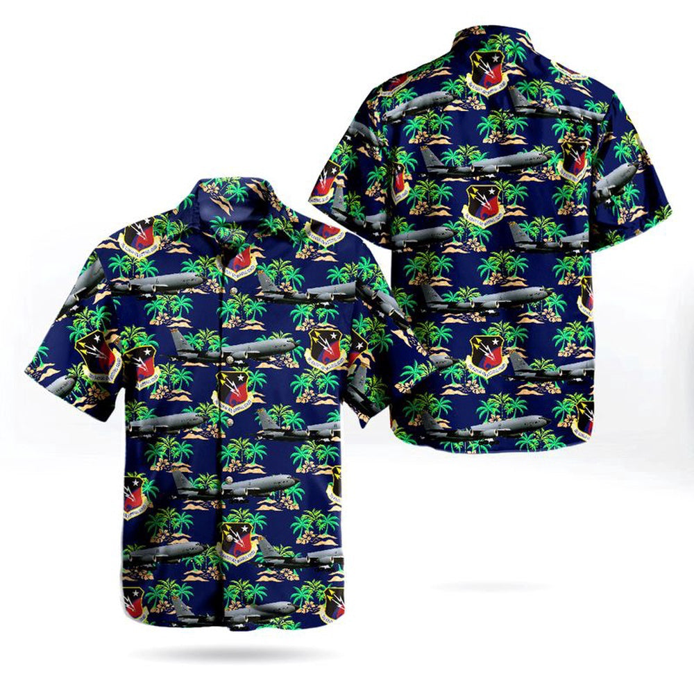 Air Force Hawaiian Shirt, Kansas Air National Guard Boeing KC-135R Stratotanker (717-148) Hawaiian Shirt, Air Force Aloha Shirt