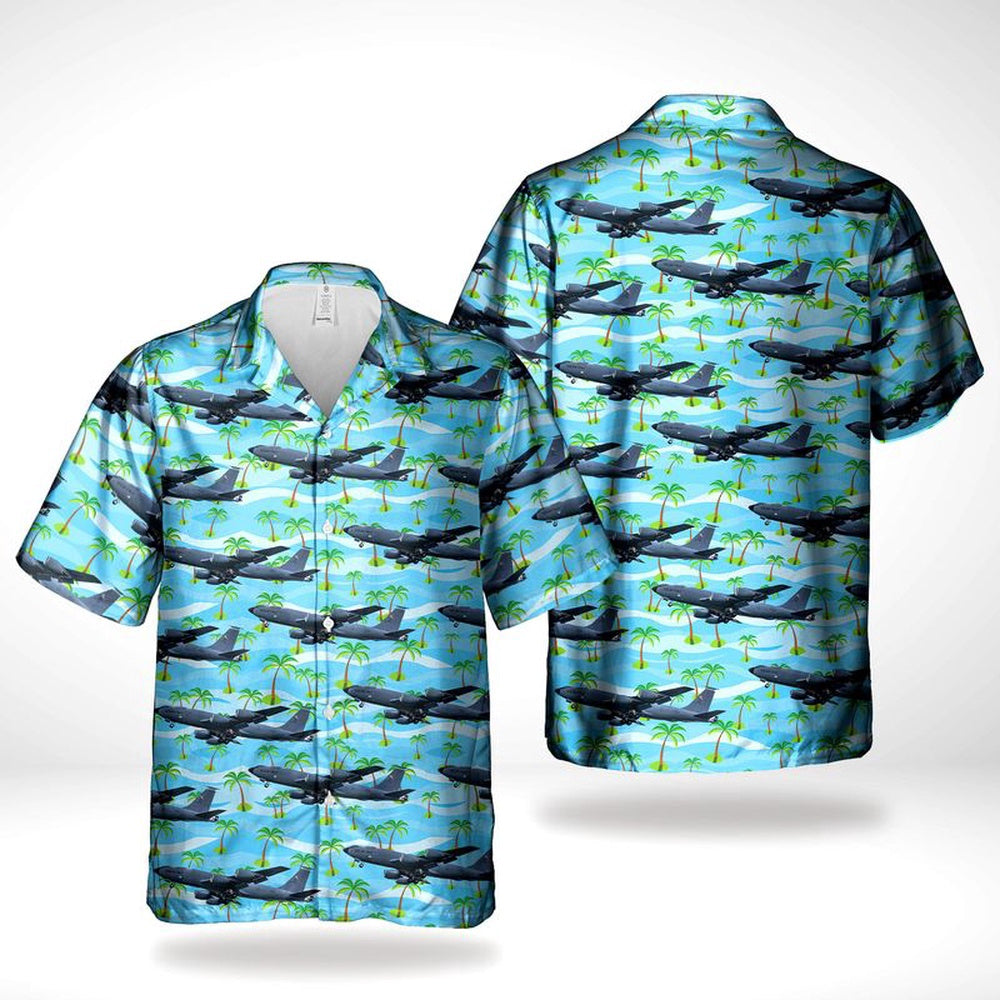 Air Force Hawaiian Shirt, Maine Air National Guard 101st Air Refueling Wing Boeing KC-135R Stratotanker (717-148) Hawaiian Shirt, Air Force Aloha Shirt