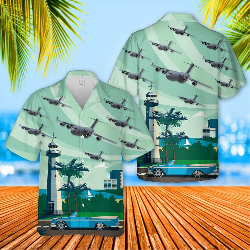 Air Force Hawaiian Shirt, Mississippi Air National Guard 172nd Wing C-17 Globemaster III Hawaiian Shirt, Air Force Aloha Shirt