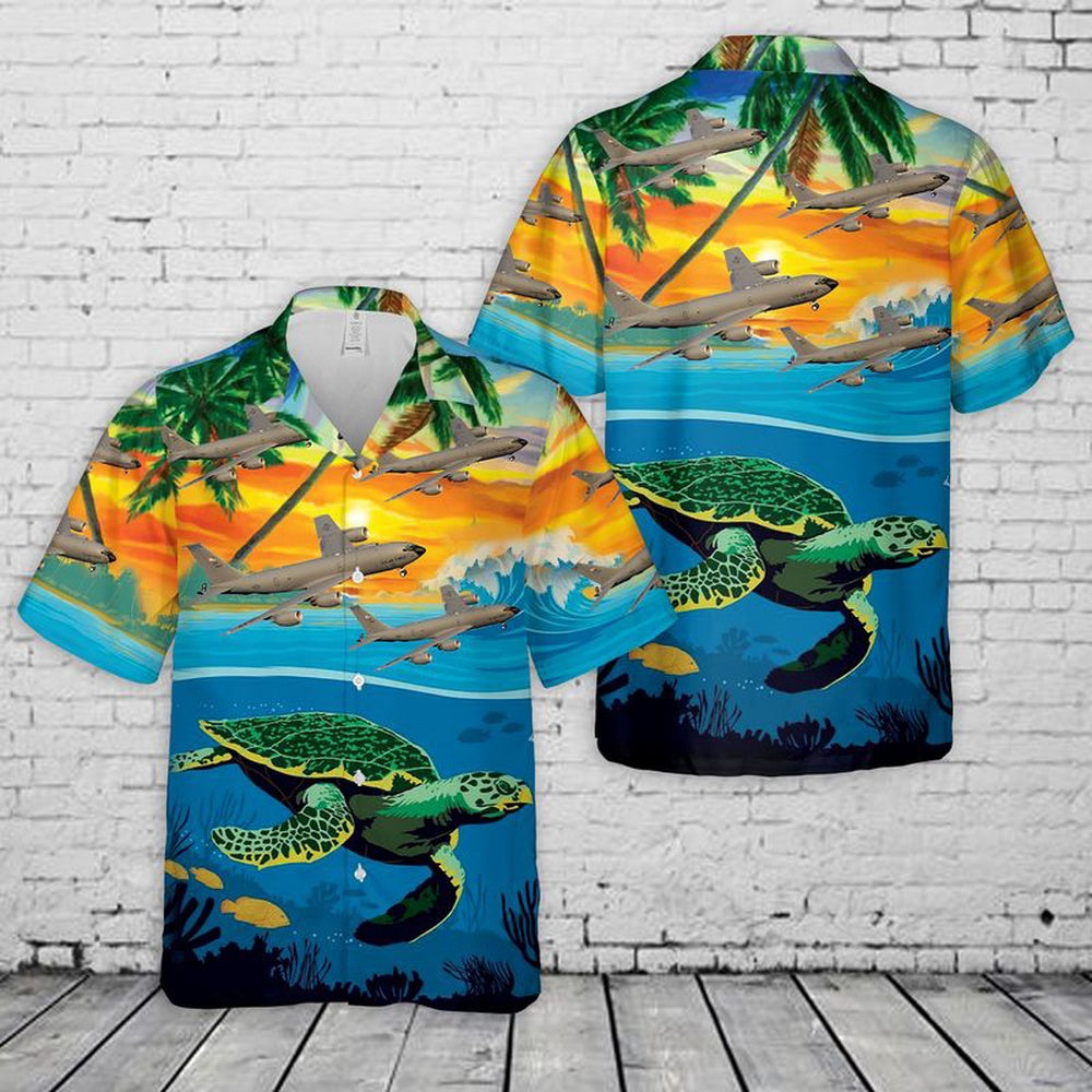 Air Force Hawaiian Shirt, New Jersey Air National Guard 108th Wing Boeing KC-135 Stratotanker Hawaiian Shirt, Air Force Aloha Shirt