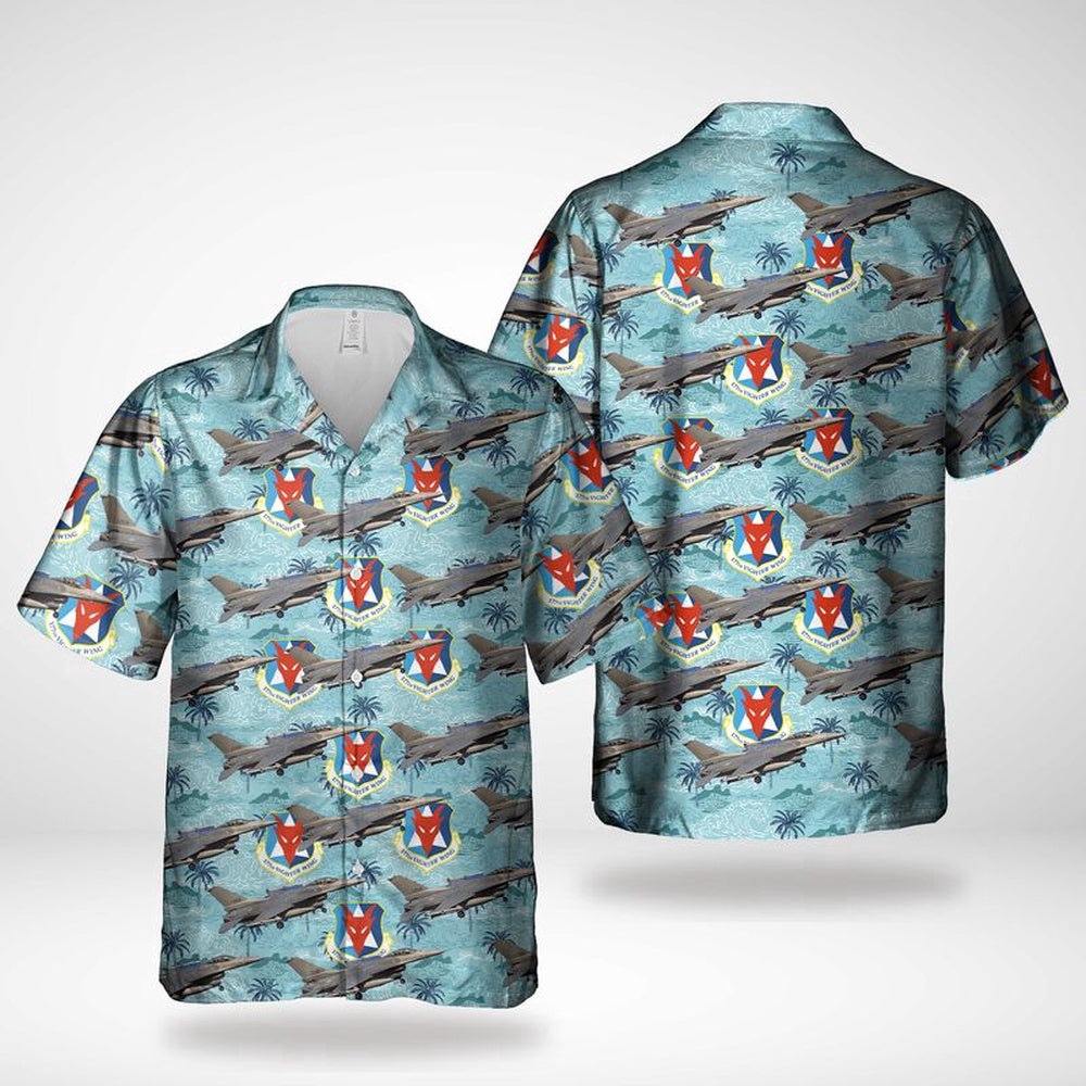 Air Force Hawaiian Shirt, New Jersey Air National Guard, 177th Fighter Wing F-16C Fighting Falcons Hawaiian Shirt, Air Force Aloha Shirt