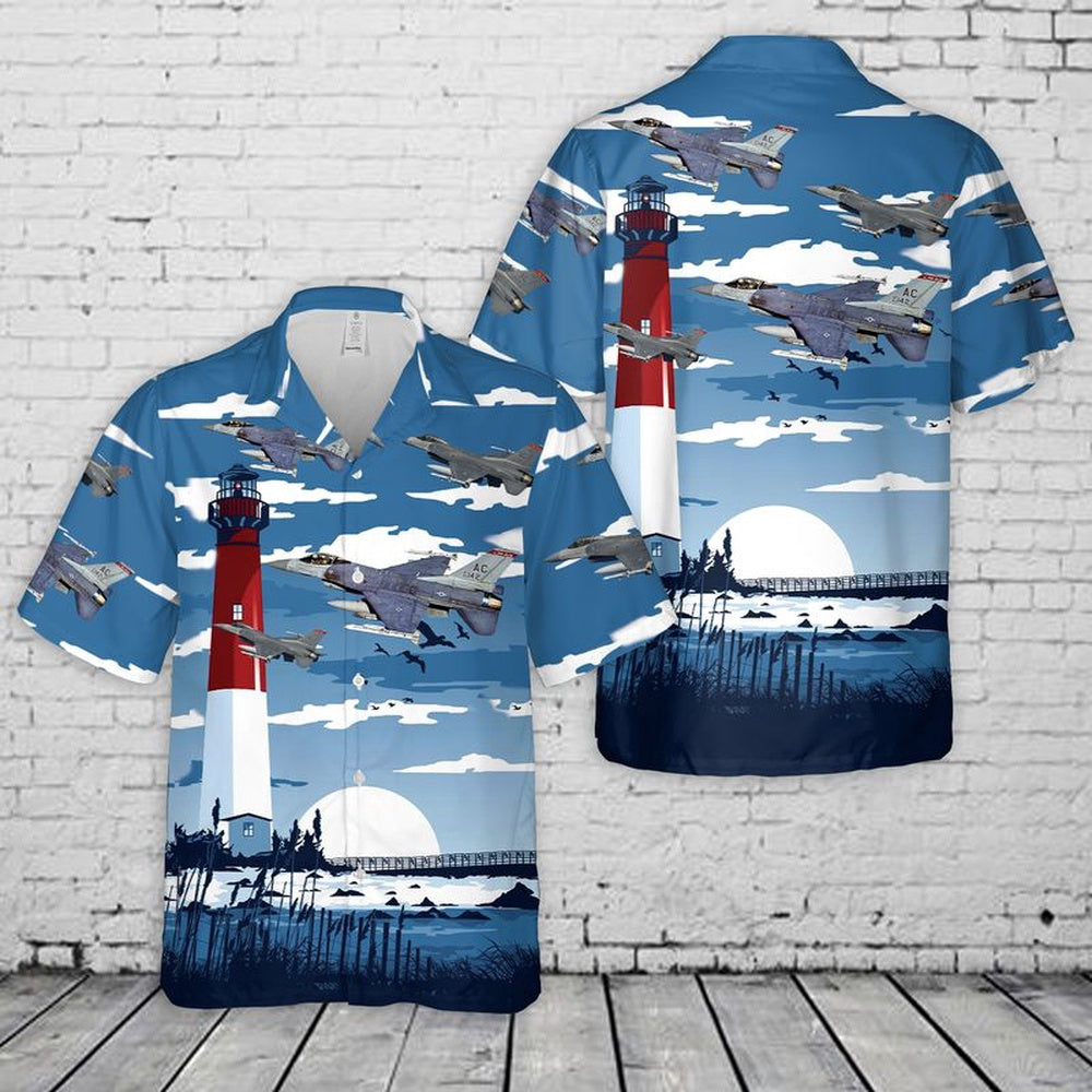 Air Force Hawaiian Shirt, New Jersey Air National Guard 177th Fighter Wing F-16 Fighting Falcons Hawaiian Shirt, Air Force Aloha Shirt