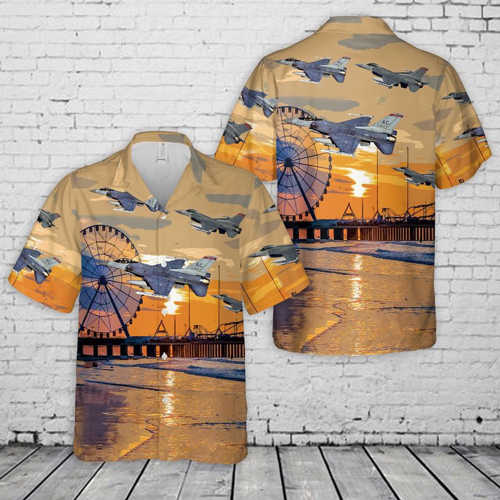 Air Force Hawaiian Shirt, New Jersey Air National Guard 177th Fighter Wing F-16 Fighting Falcons Hawaiian Shirts, Air Force Aloha Shirt