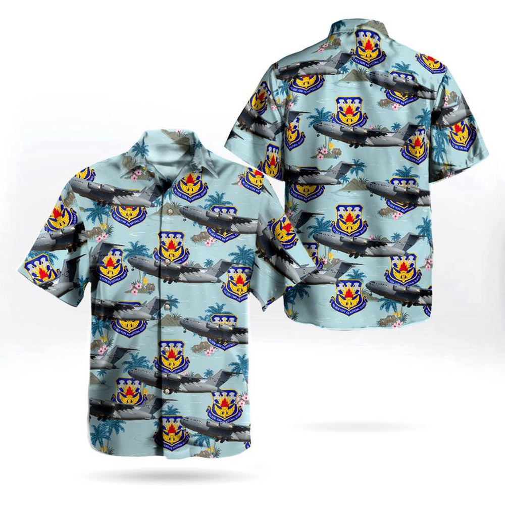Air Force Hawaiian Shirt, New York Air National Guard 105th Airlift Wing Boeing C-17A Globemaster III Hawaiian Shirt, Air Force Aloha Shirt