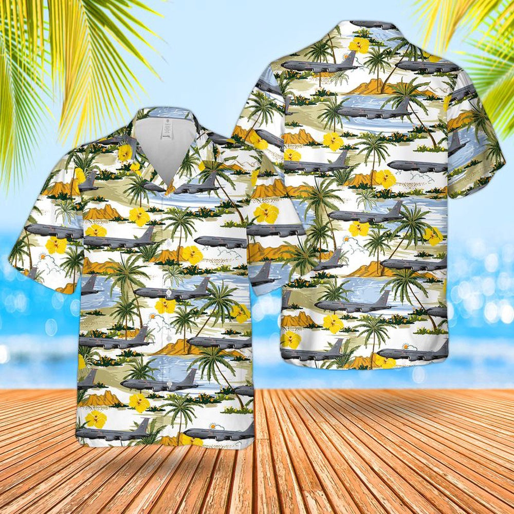 Air Force Hawaiian Shirt, Ohio Air National Guard 121st Air Refueling Wing Boeing KC-135R Stratotanker Hawaiian Shirt, Air Force Aloha Shirt