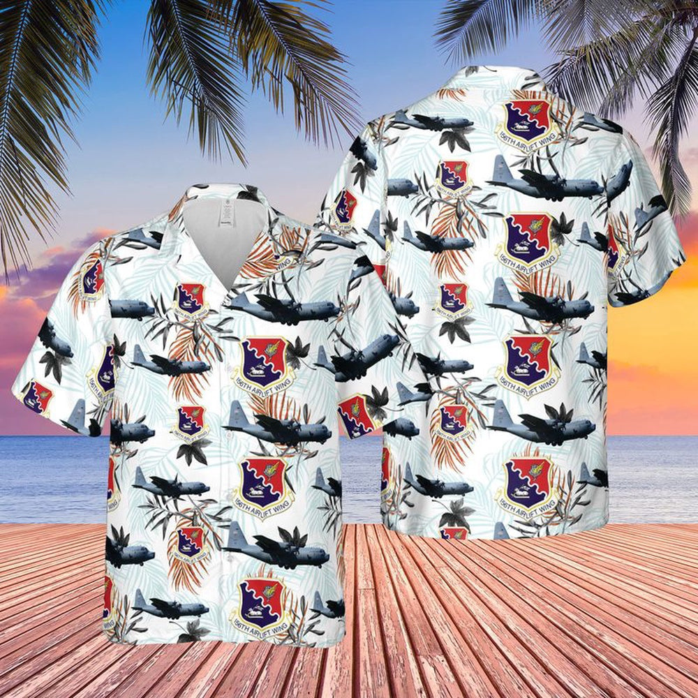 Air Force Hawaiian Shirt, Puerto Rico Air National Guard 156th Airlift Wing (156 AW) Hawaiian Shirt, Air Force Aloha Shirt