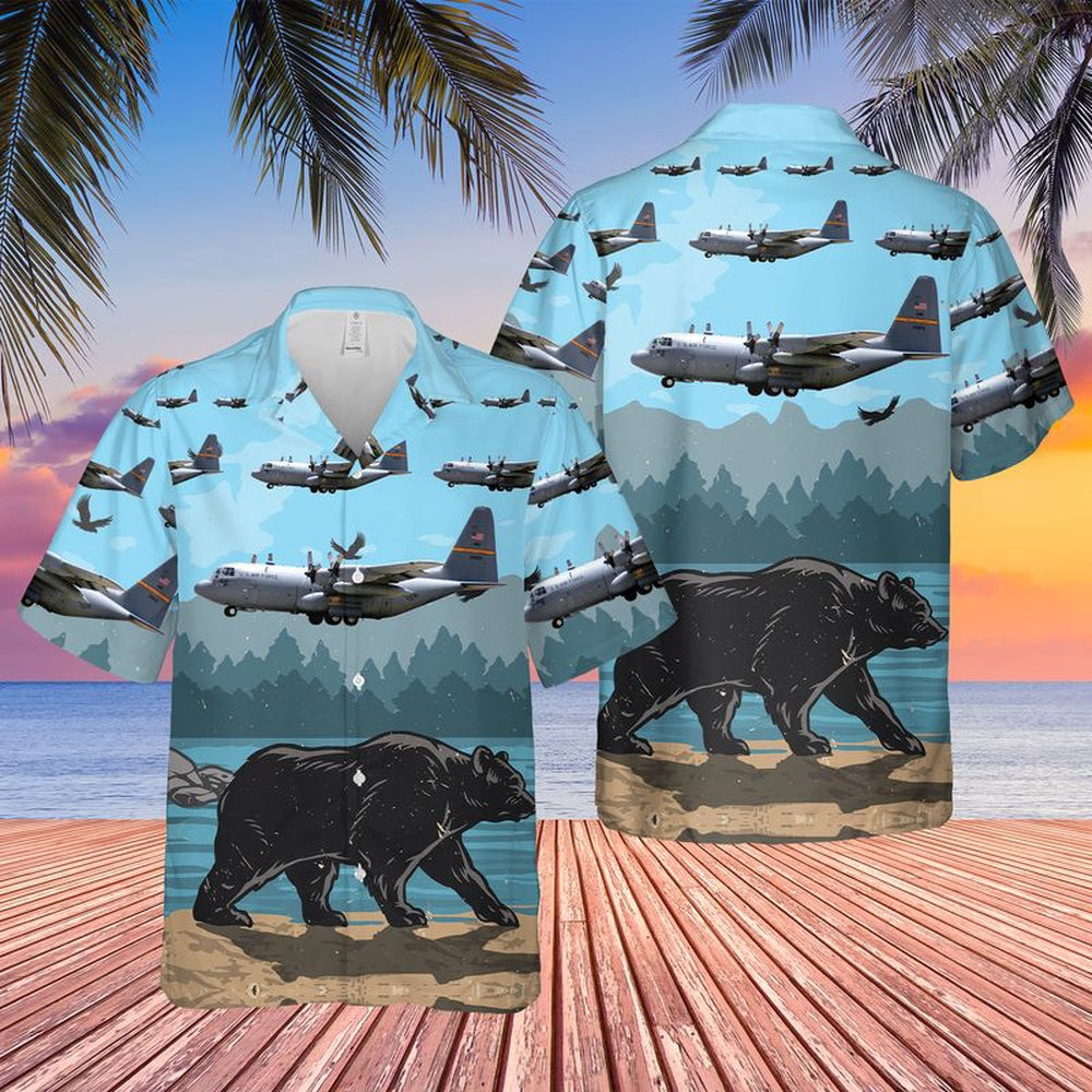 Air Force Hawaiian Shirt, USAF Alaska Air National Guard 176th Wing HC-130 Hercules Hawaiian Shirt, Air Force Aloha Shirt