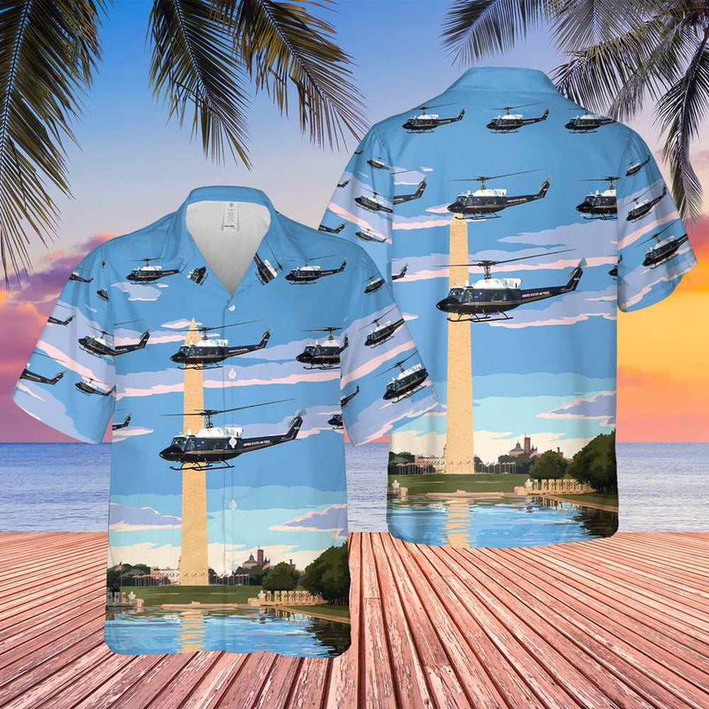 Air Force Hawaiian Shirt, USAF Bell UH-1N Twin Huey Of The 1st Helicopter Squadron Hawaiian Shirt, Air Force Aloha Shirt