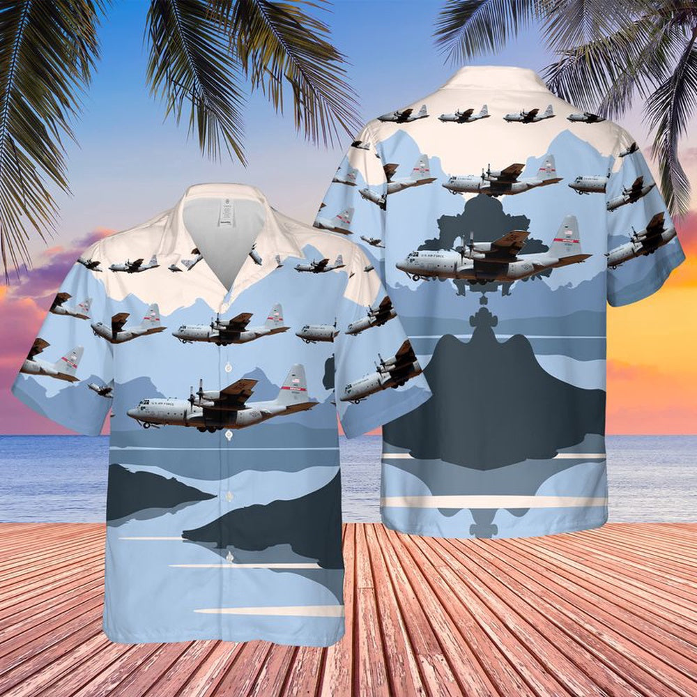 Air Force Hawaiian Shirt, USAF Georgia Air National Guard 165th Airlift Wing C-130 Hercules Hawaiian Shirt, Air Force Aloha Shirt