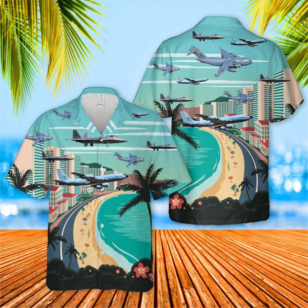 Air Force Hawaiian Shirt, USAF Hawaii Air National Guard 154th Wing Hawaiian Shirt, Air Force Aloha Shirt