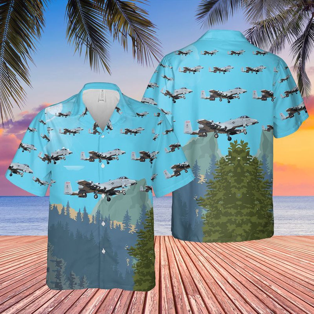 Air Force Hawaiian Shirt, USAF Idaho Air National Guard 124th Fighter Wing A-10 Thunderbolt II Hawaiian Shirt, Air Force Aloha Shirt