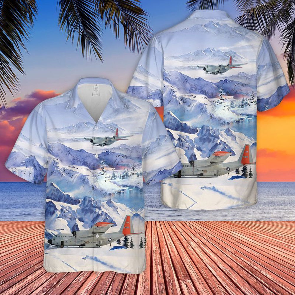 Air Force Hawaiian Shirt, USAF New York Air National Guard 109th Airlift Wing LC-130 Skibird Hawaiian Shirt, Air Force Aloha Shirt