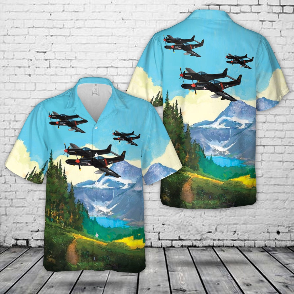 Air Force Hawaiian Shirt, USAF North American F-82 Twin Mustang night fighter Hawaiian Shirt, Air Force Aloha Shirt