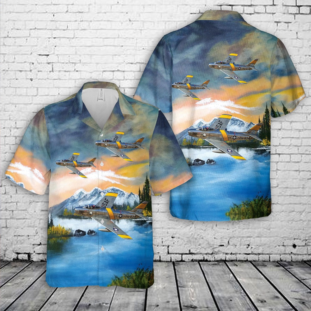 Air Force Hawaiian Shirt, USAF North American F-86 Sabre Pocket Hawaiian Shirt, Air Force Aloha Shirt