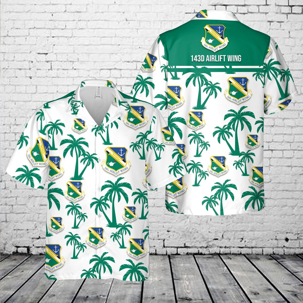 Air Force Hawaiian Shirt, USAF Rhode Island Air National Guard 143d Airlift Wing Hawaiian Shirt, Air Force Aloha Shirt
