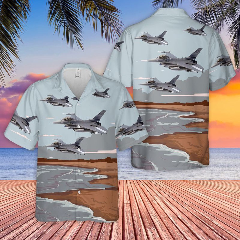 Air Force Hawaiian Shirt, USAF South Carolina Air National Guard 169th Fighter Wing F-16 Hawaiian Shirt, Air Force Aloha Shirt