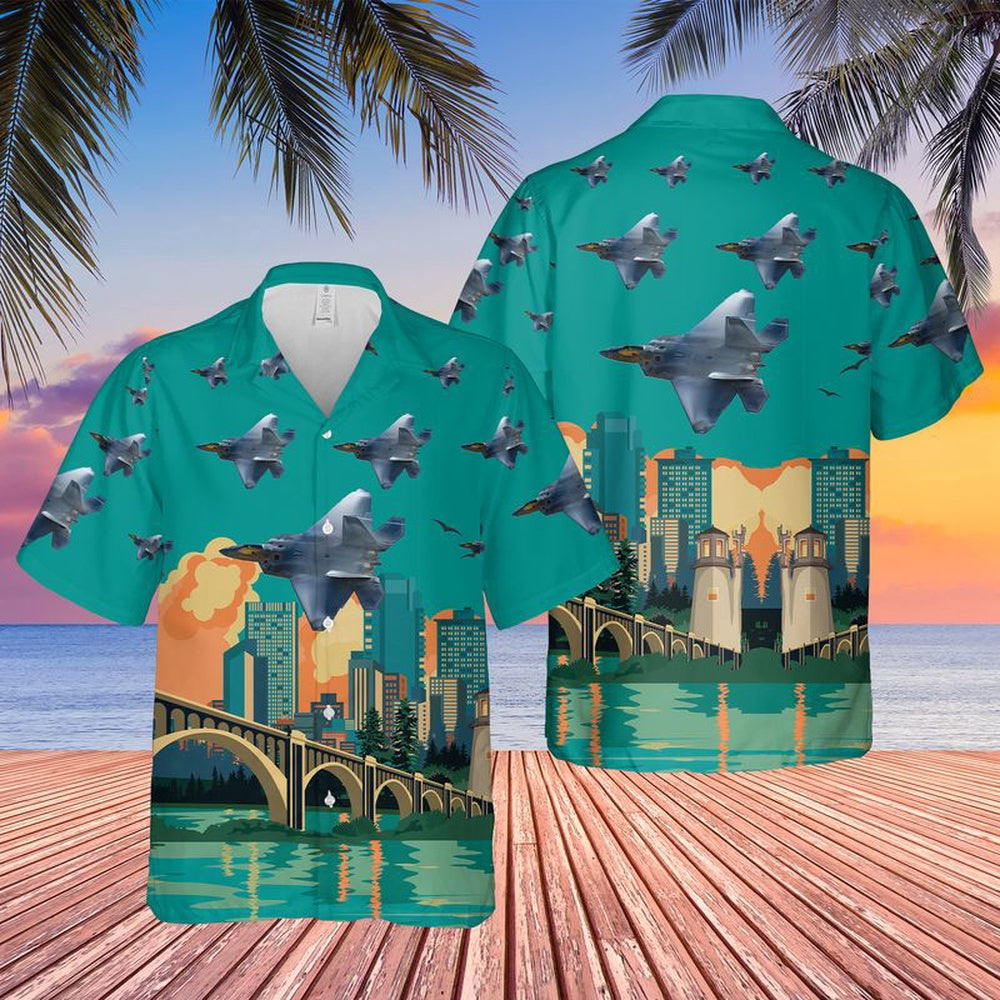Air Force Hawaiian Shirt, USAF Virginia Air National Guard 192nd Fighter Wing F-22 Raptor Hawaiian Shirt, Air Force Aloha Shirt