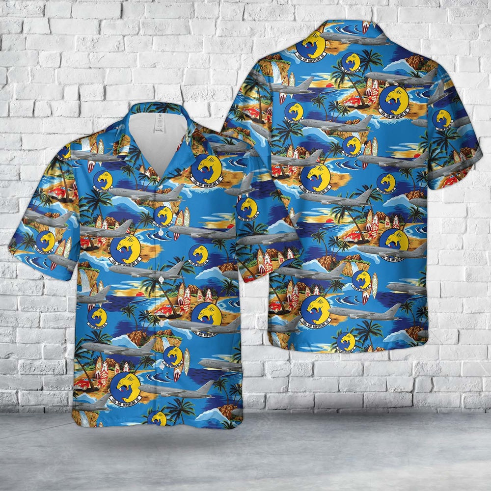 Air Force Hawaiian Shirt, US Air Force 133rd Air Refueling Squadron Boeing KC-46A Pegasus (17-46029) Hawaiian Shirt, Air Force Aloha Shirt