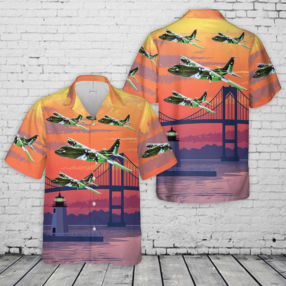 Air Force Hawaiian Shirt, US Air Force 143rd Airlift Squadron Rhode Island Air National Guard C-130E Hawaiian Shirt, Air Force Aloha Shirt