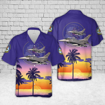 Air Force Hawaiian Shirt, US Air Force 14th Fighter Squadron F-16C block 50 #92-3892 Hawaiian Shirt, Air Force Aloha Shirt