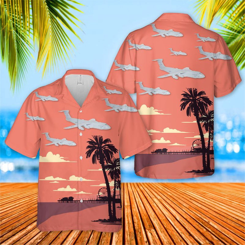 Air Force Hawaiian Shirt, US Air Force 22nd Airlift Squadron Lockheed C-5M Super Galaxy Hawaiian Shirt, Air Force Aloha Shirt