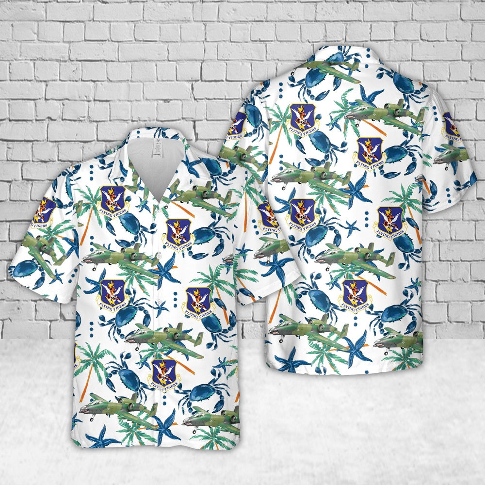Air Force Hawaiian Shirt, US Air Force 23rd TFW A-10A Flying Tigers Hawaiian Shirts, Air Force Aloha Shirt