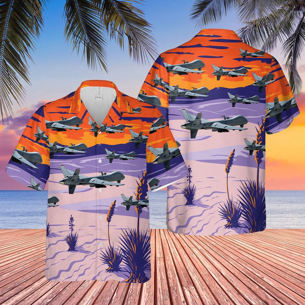 Air Force Hawaiian Shirt, US Air Force 29th Attack Squadron 49th Wing General Atomics MQ-9 Reaper Hawaiian Shirt, Air Force Aloha Shirt