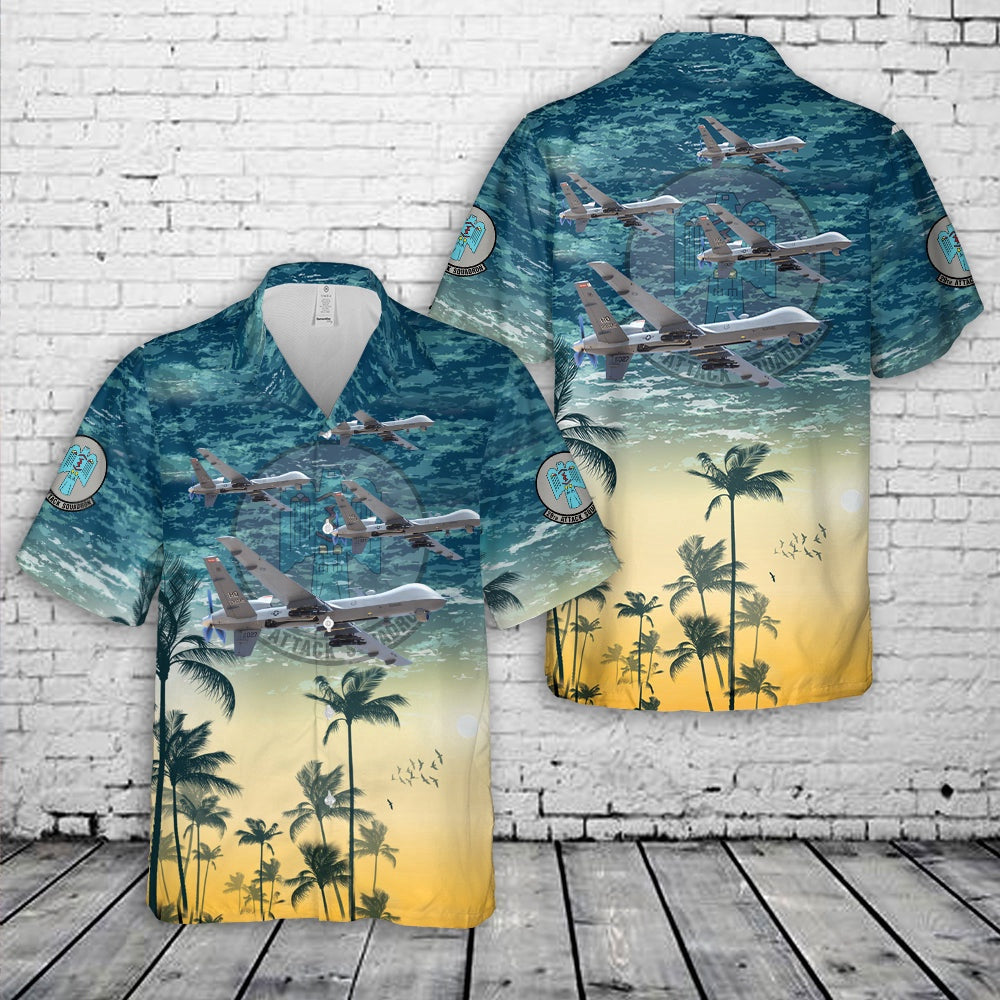 Air Force Hawaiian Shirt, US Air Force 29th Attack Squadron General Atomics MQ-9 Reaper Hawaiian Shirt, Air Force Aloha Shirt