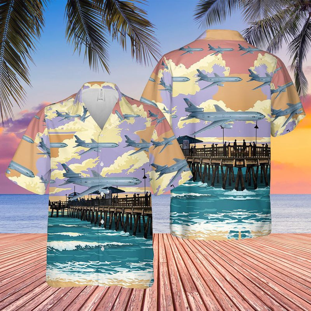 Air Force Hawaiian Shirt, US Air Force 2nd Air Refueling Squadron KC-10 Extender Hawaiian Shirt, Air Force Aloha Shirt