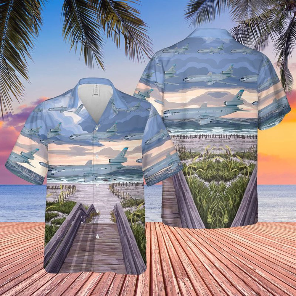 Air Force Hawaiian Shirt, US Air Force 2nd Air Refueling Squadron McDonnell Douglas KC-10 Extender Hawaiian Shirt, Air Force Aloha Shirt