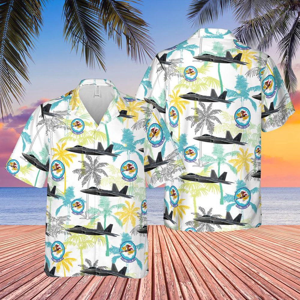 Air Force Hawaiian Shirt, US Air Force 301st Fighter Squadron F-22A Raptor Hawaiian Shirt, Air Force Aloha Shirt