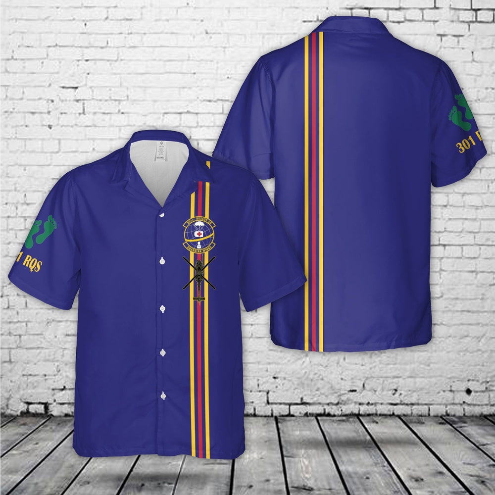 Air Force Hawaiian Shirt, US Air Force 301st Rescue Squadron Helicopter Hawaiian Shirt, Air Force Aloha Shirt